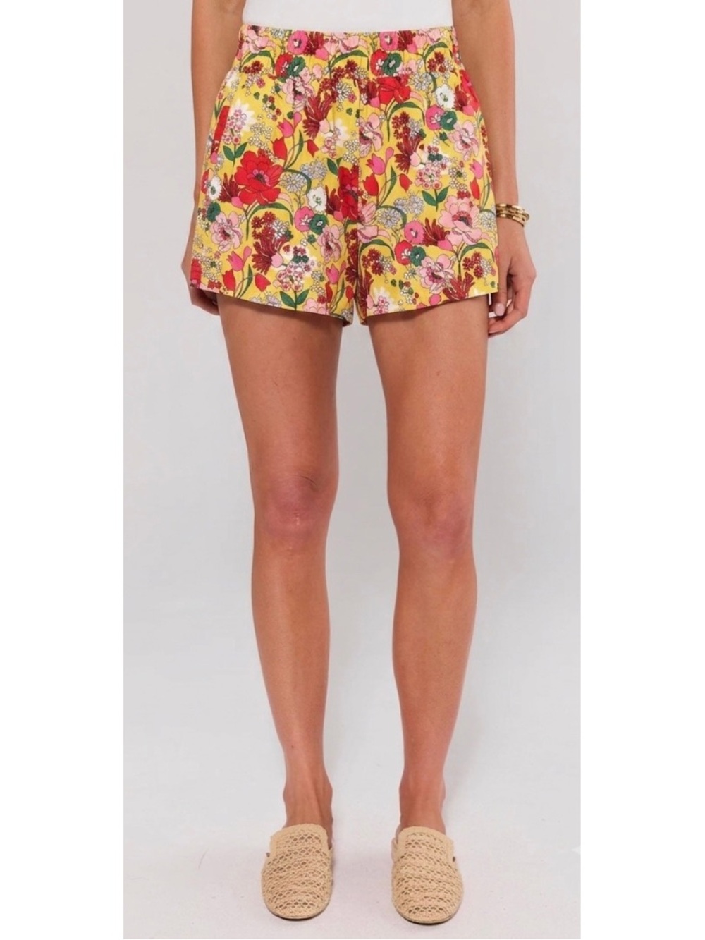 Ban.do Floral Lounge Flowy Shorts Size XS Rayon Retro Inspired 60s Vintage Charm